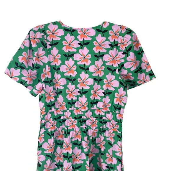 Anthropologie Maeve Somerset Mini Dress - Green & Pink Floral Size M - Picture 4 of 12